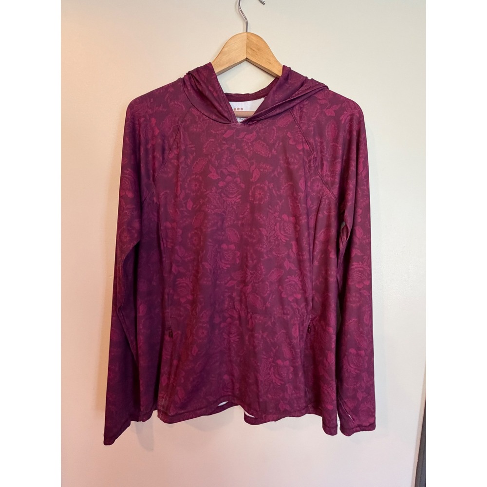 Title Nine Womens Sun Hoodie Long Sleeve Floral golf Purple Active Top Large